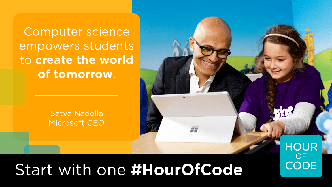 Computer science empowers students to create the world of tomorrow. Satya Nadella, Microsoft CEO