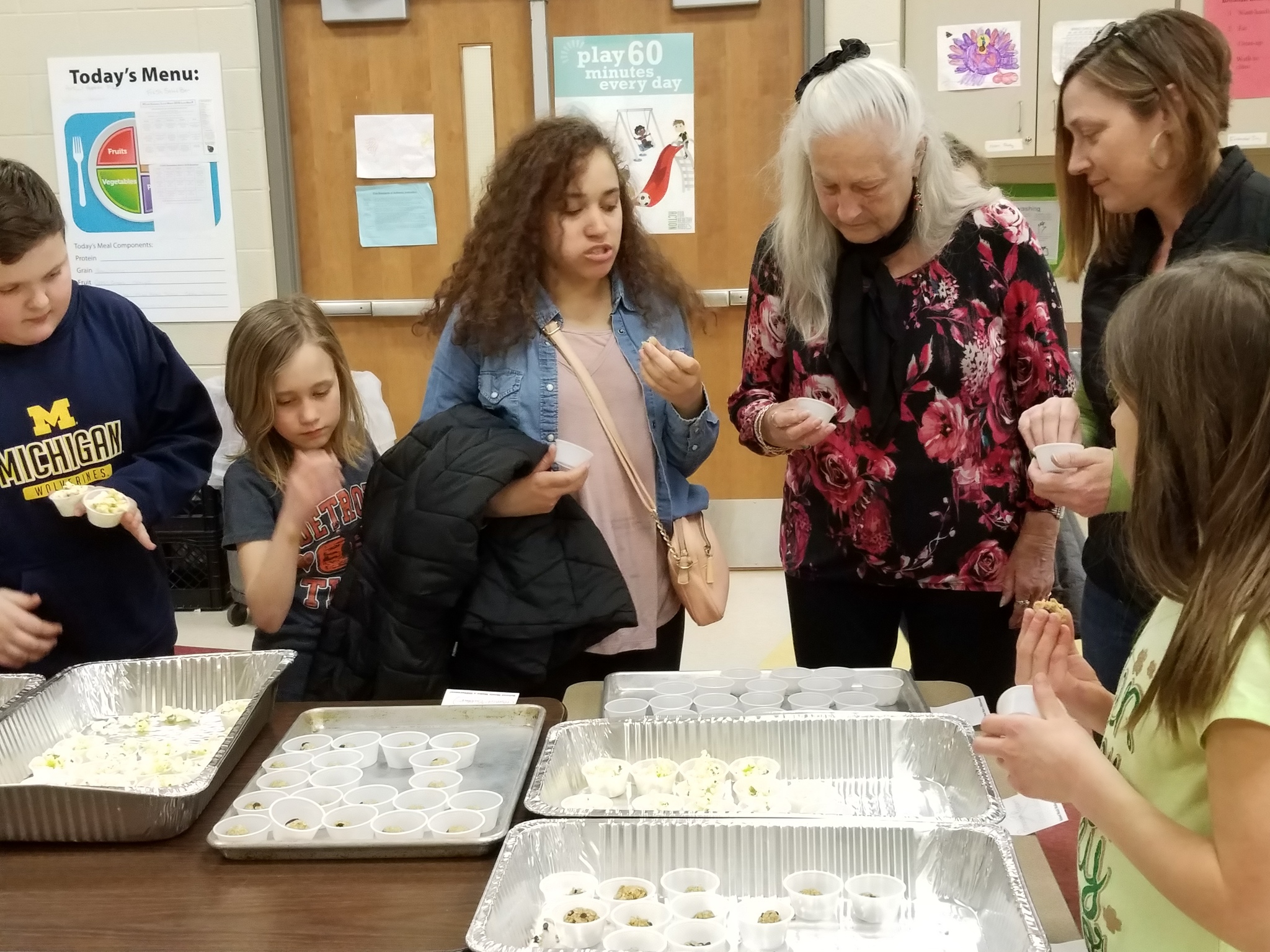 Cherry Knoll families taste testing healthy snacks