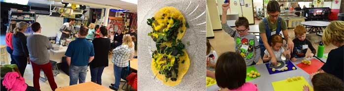 Families participate in healthy taco cooking class