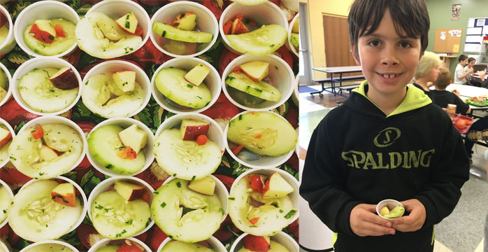 Cucumber Apple Salad Receipt and Student Taste Testing the Recipe