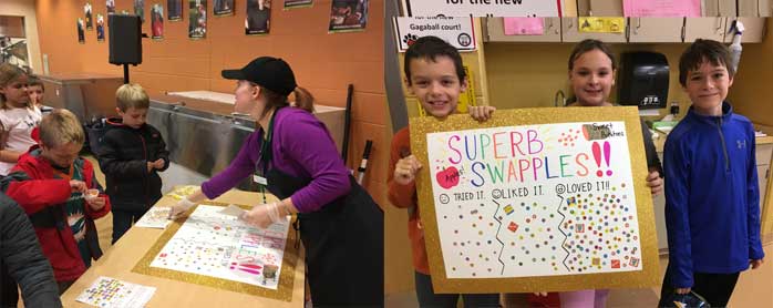 Long Lake students hold up superb swapples voting poster