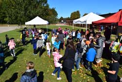 Students checking out the booths at the school's pop-up farmer's market