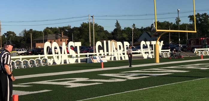 Coast Guard City sign at Thirlby Field