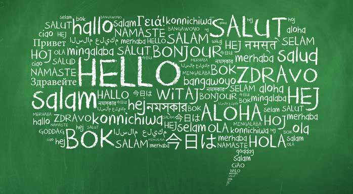 Hello in many languages, salut, hallo, namaste, salam, bonjour, bok, aloha, bok