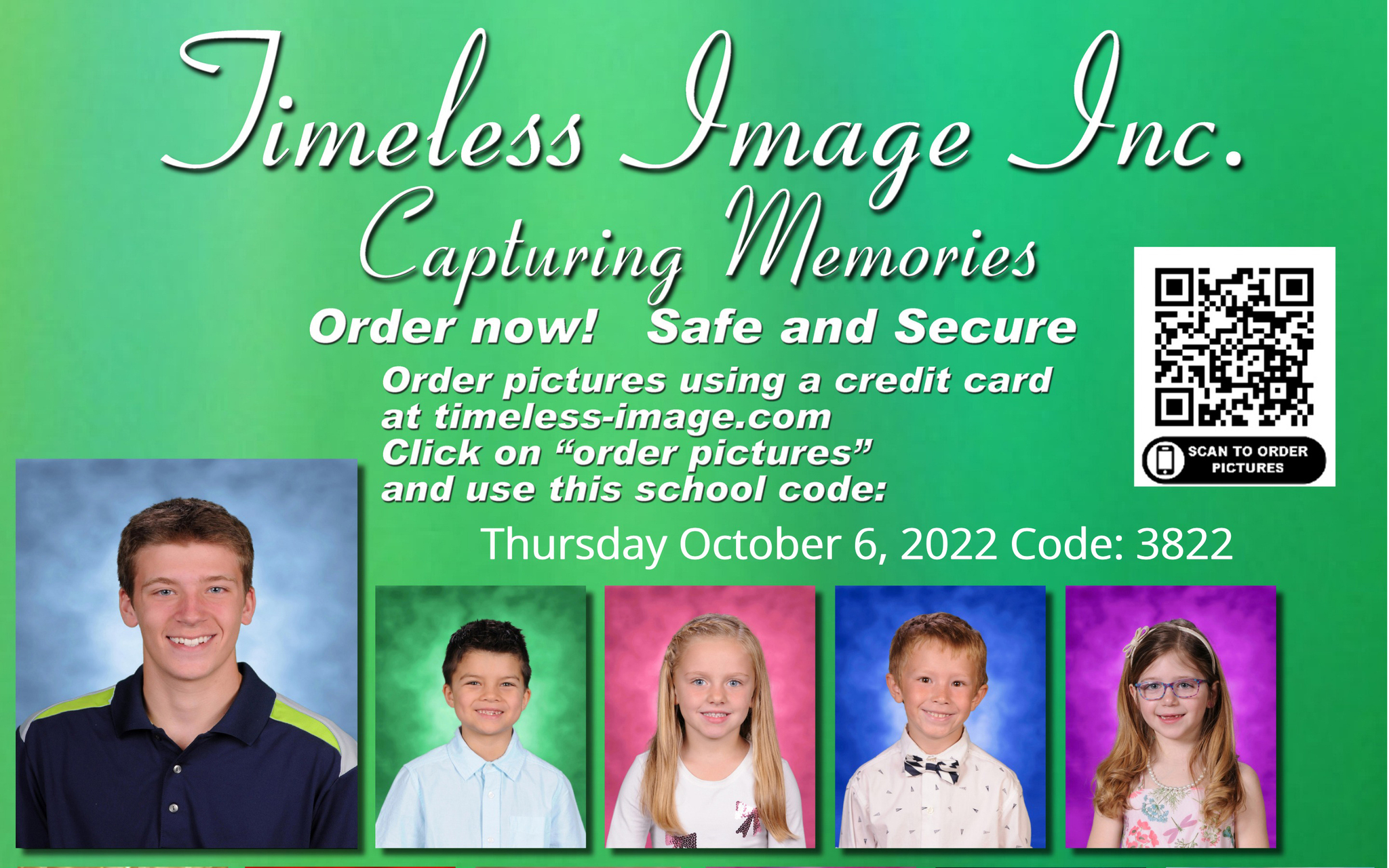 TCAPS partners with Timeless Image, Inc. for school pictures. You can order pictures online at https://vando.imagequix.com/A9PRL9G. Use the TC High school code of 3822. School picture date is October 6, 2022. 