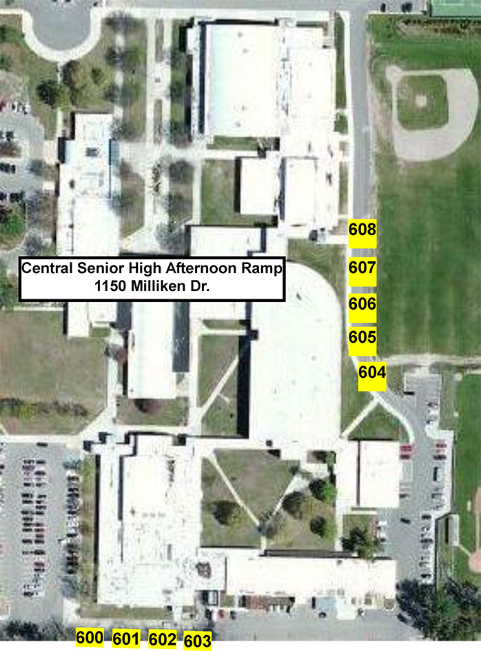 Central High School 2021-2022 Afternoon Bus Ramp Map